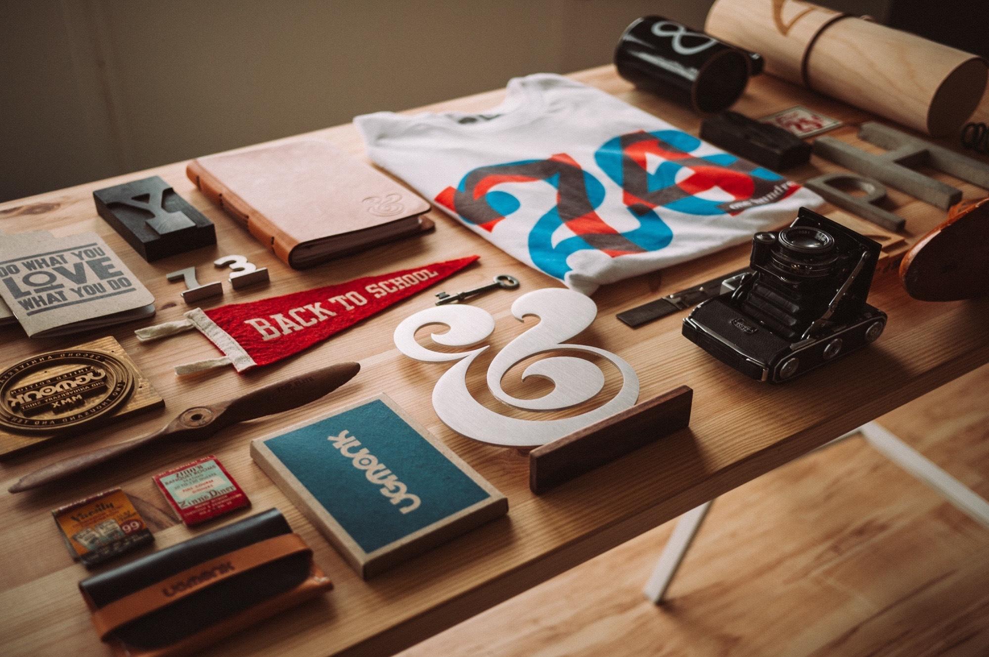 a stack of flyers on a table