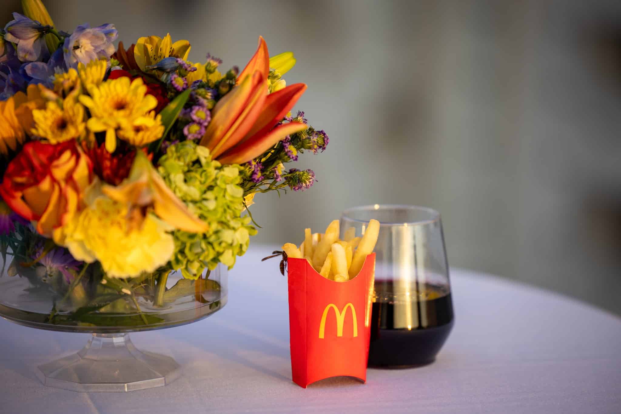 a vase of flowers on a table